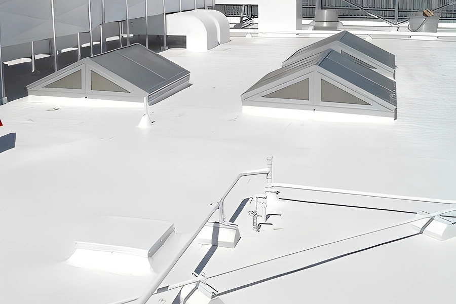 Bright white roof with vents