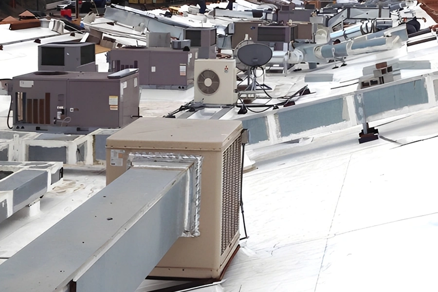 Industrial rooftop with HVAC systems