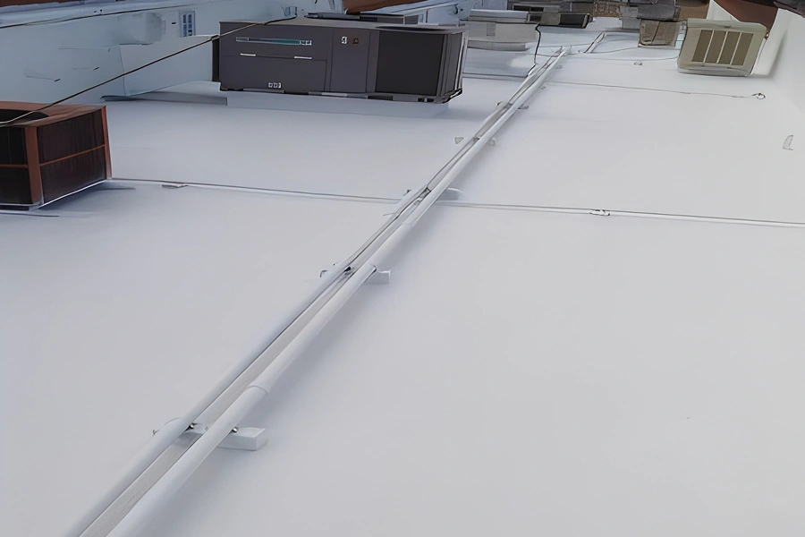Industrial rooftop with air conditioning units.